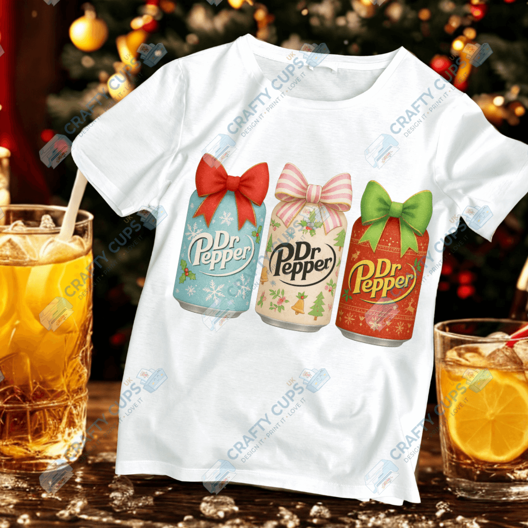 Christmas Soft Drink Can DTF Transfer – Festive Soda Design for Holiday Apparel