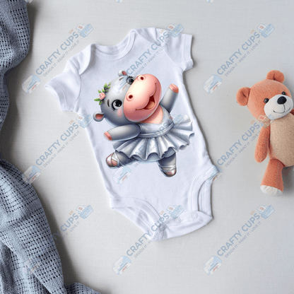 Ballerina Hippos DTF Transfers – Cute Dance Designs for Kids (4"–10")