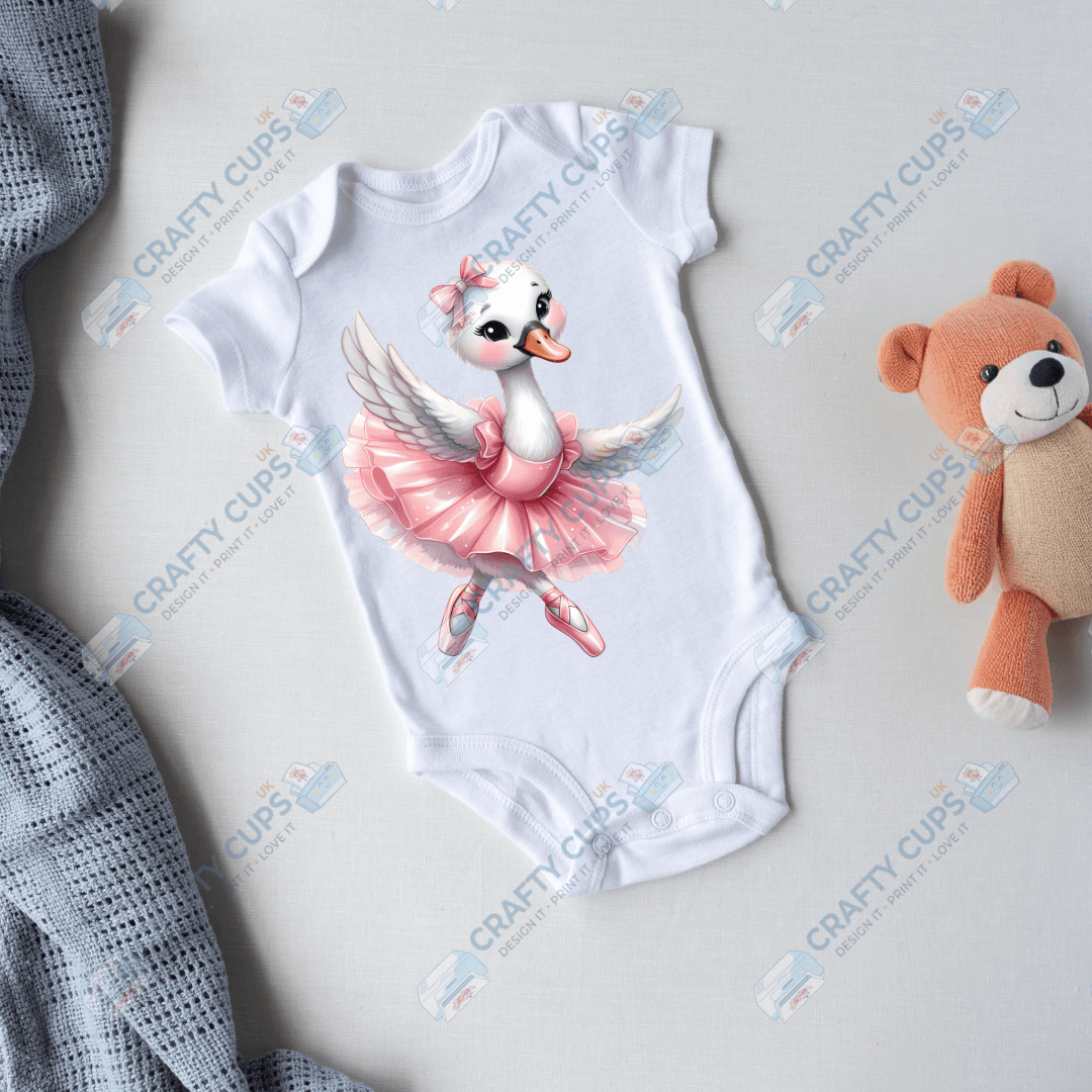 Ballerina Swan DTF Transfers – Elegant Dance Designs for Kids (4"–10")