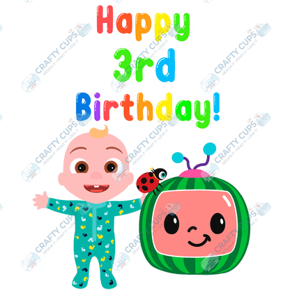 Cocomelon Birthday DTF Transfers – Colourful Kids’ Birthday Prints for Shirts, Pyjamas & Gifts
