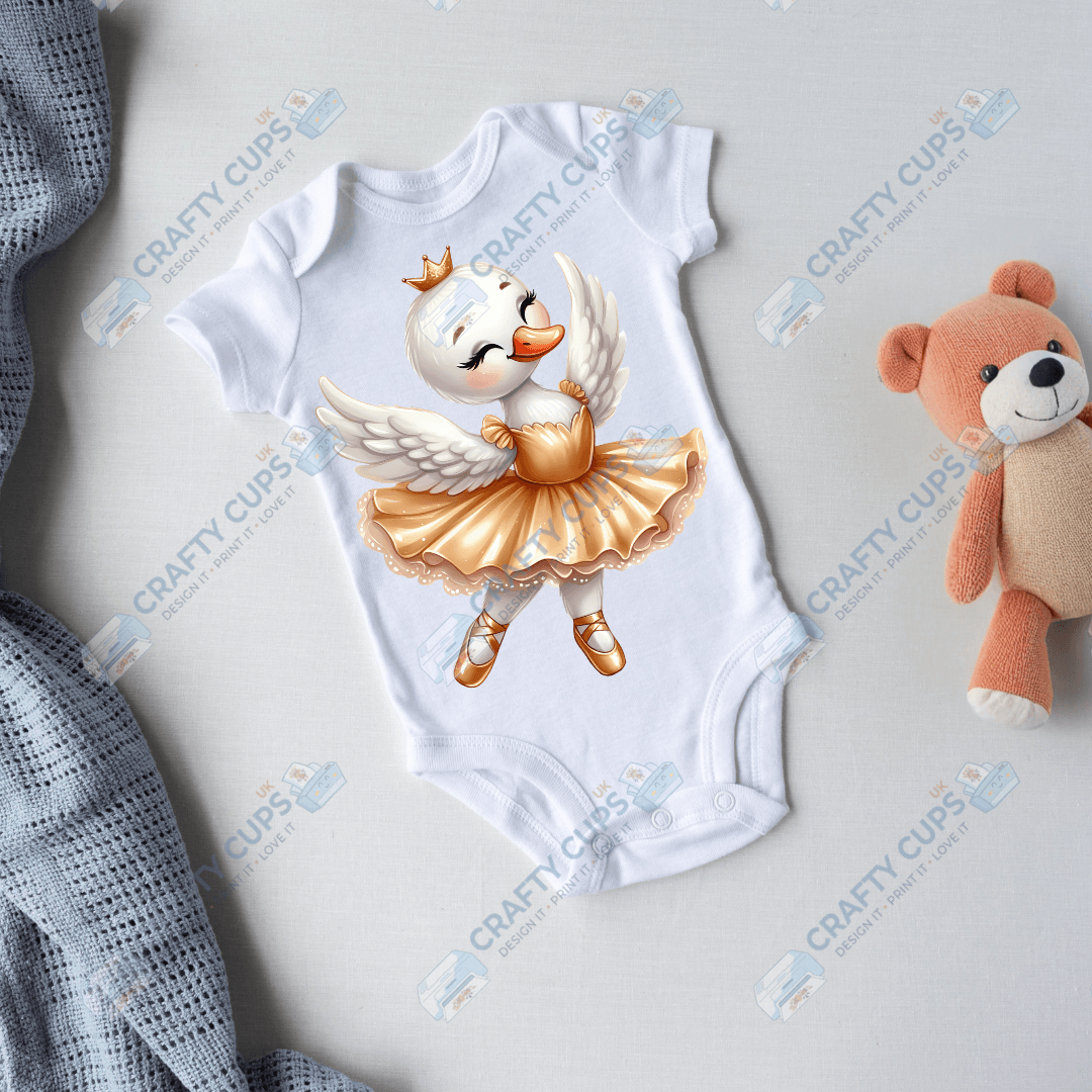 Ballerina Swan DTF Transfers – Elegant Dance Designs for Kids (4"–10")