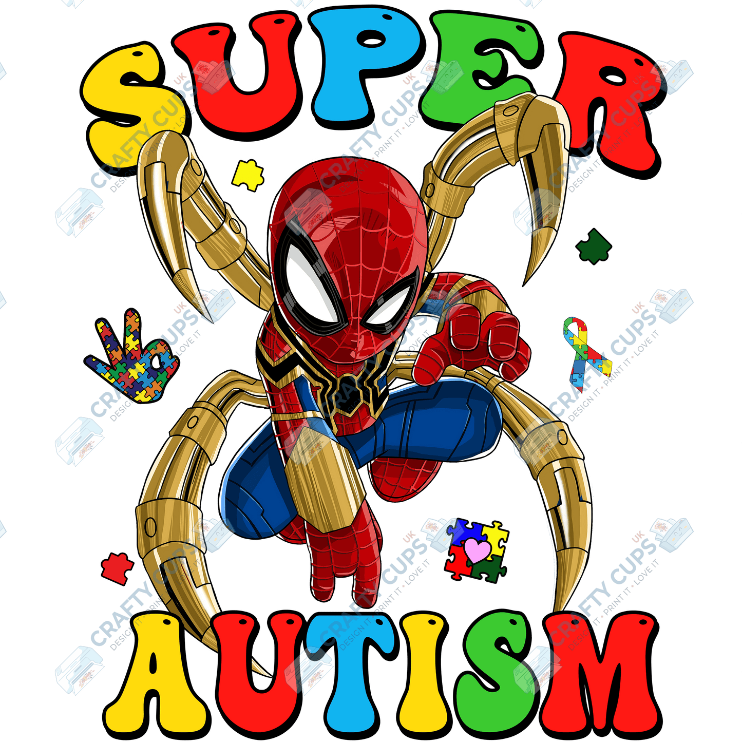 Cartoon Autism Awareness DTF Transfers – Colorful Puzzle Piece Prints for Shirts, Hoodies & Gifts