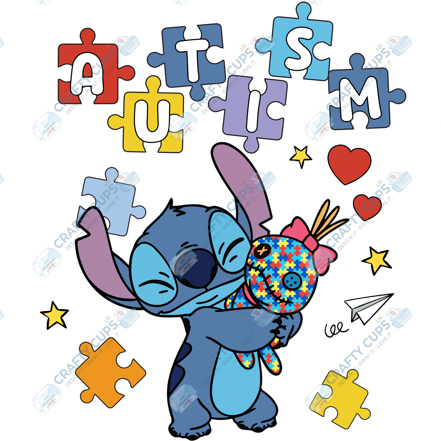 Cartoon Autism Awareness DTF Transfers – Colorful Puzzle Piece Prints for Shirts, Hoodies & Gifts