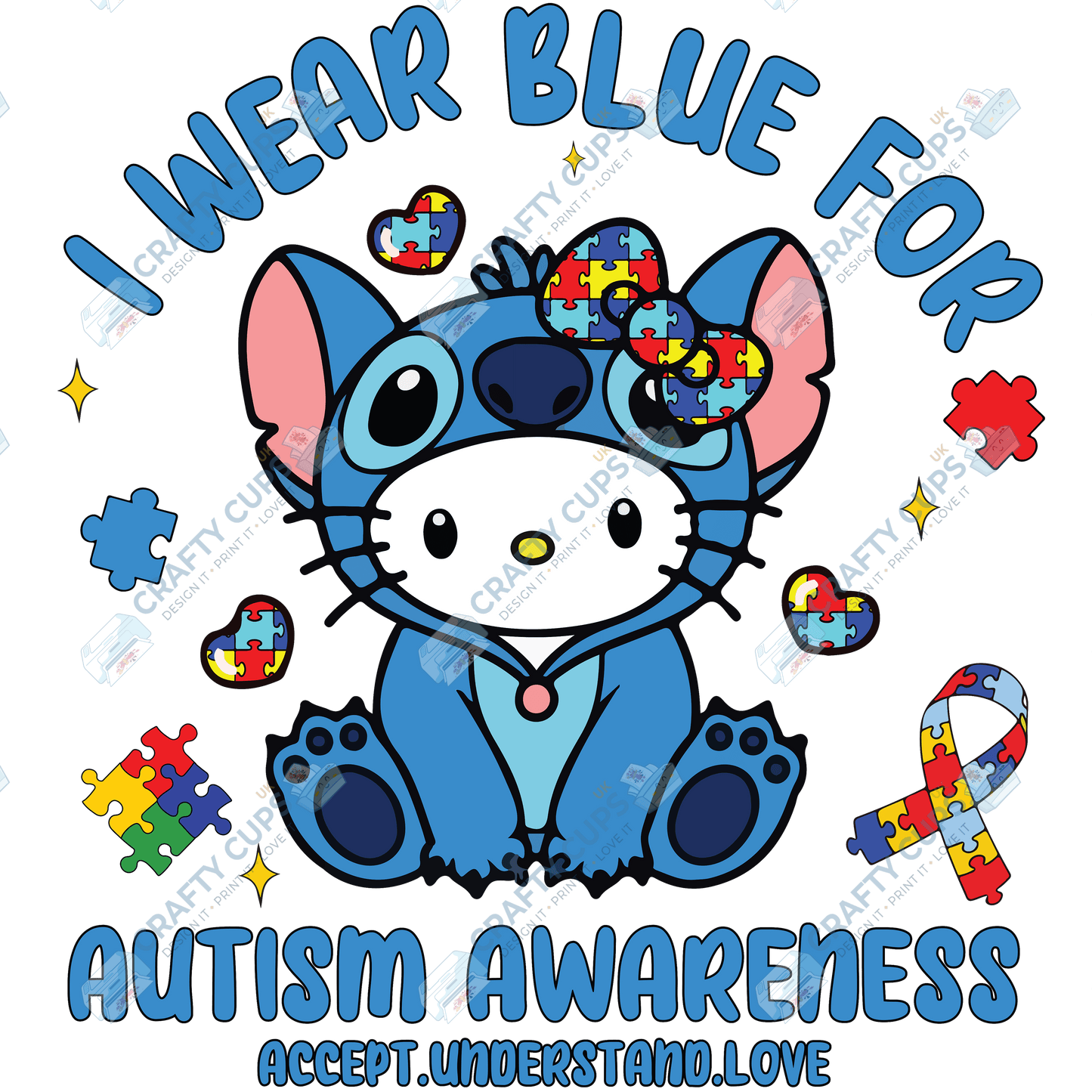 Cartoon Autism Awareness DTF Transfers – Colorful Puzzle Piece Prints for Shirts, Hoodies & Gifts
