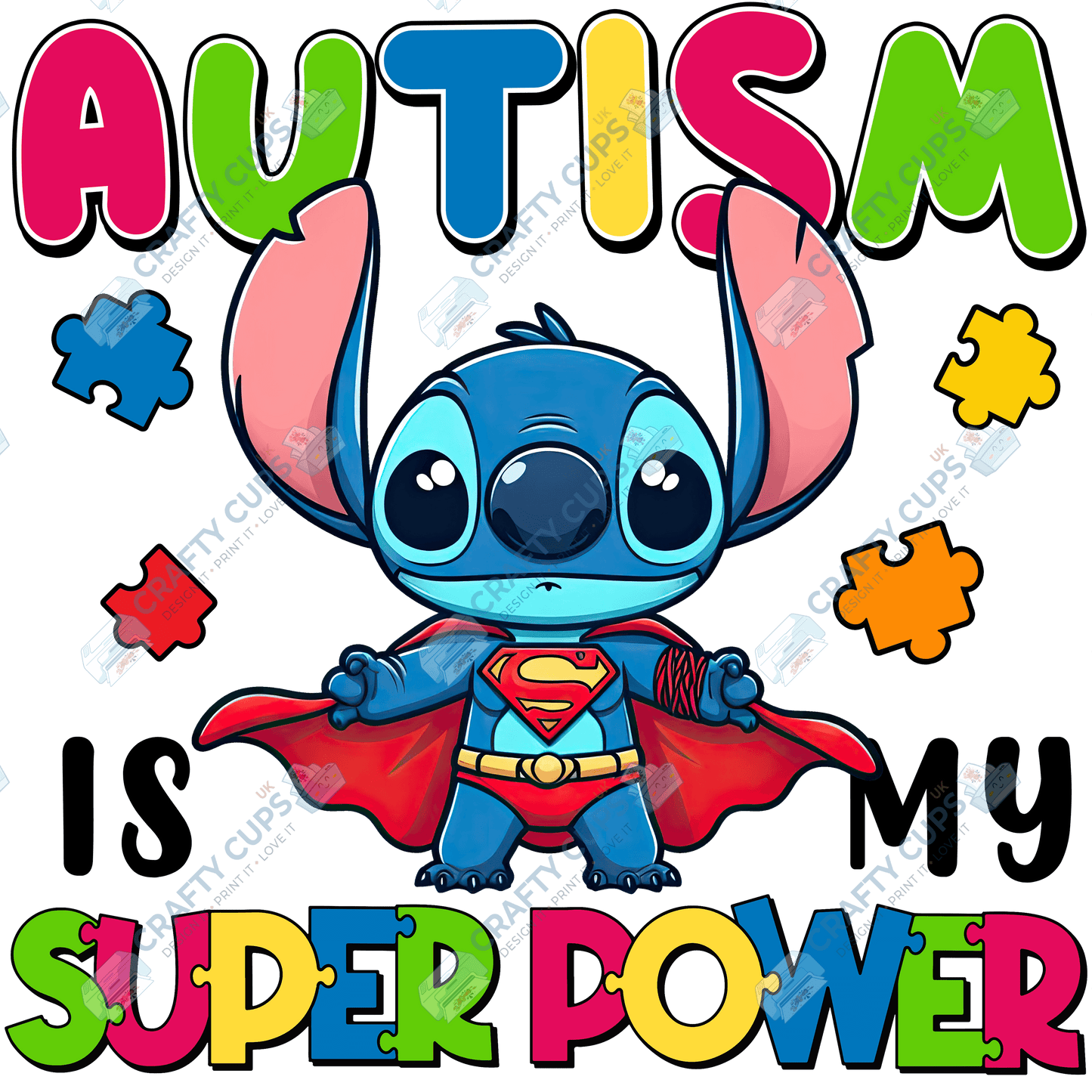 Cartoon Autism Awareness DTF Transfers – Colorful Puzzle Piece Prints for Shirts, Hoodies & Gifts
