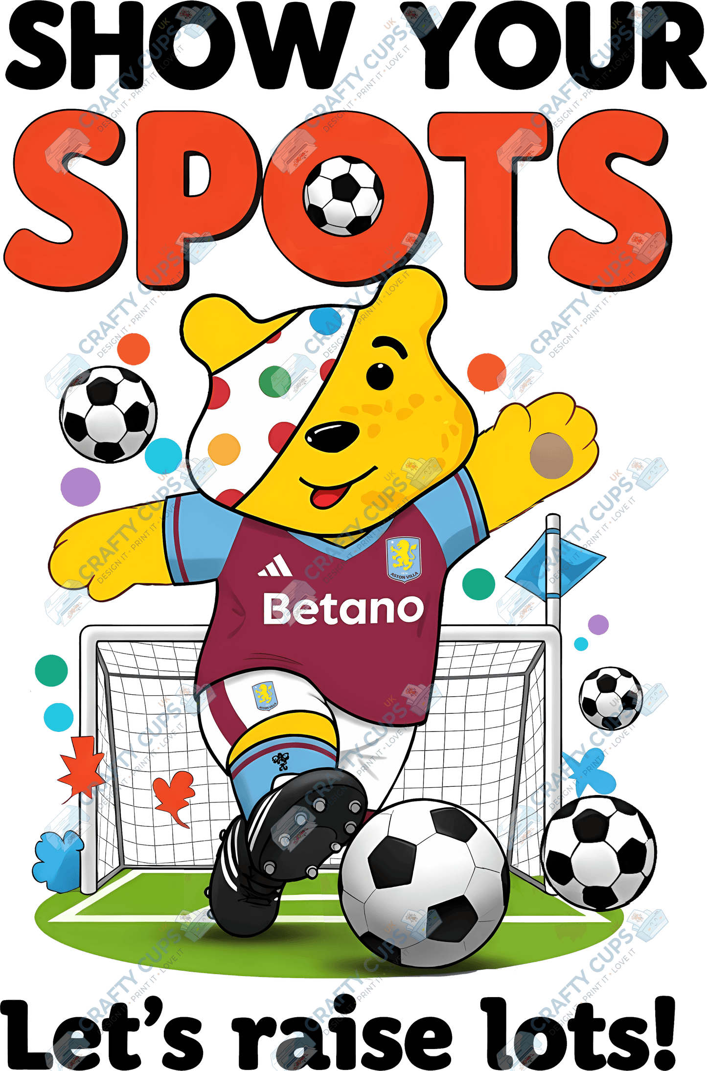 Children in Need Football DTF Transfers – Pudsey Bear Designs (4"–10")