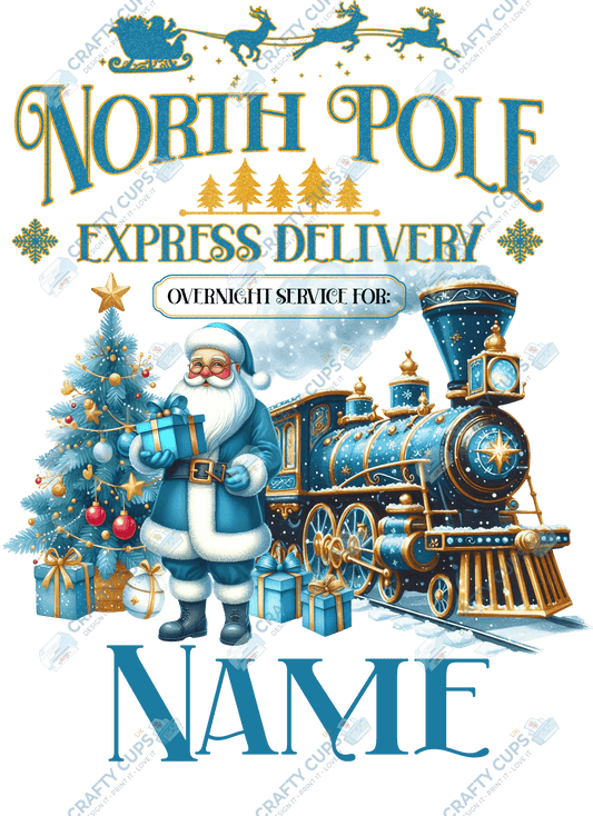 Custom Name Christmas Train DTF Transfer – Various Sizes | Exclusive Design by Secret Sub | Only at Crafty Cups UK