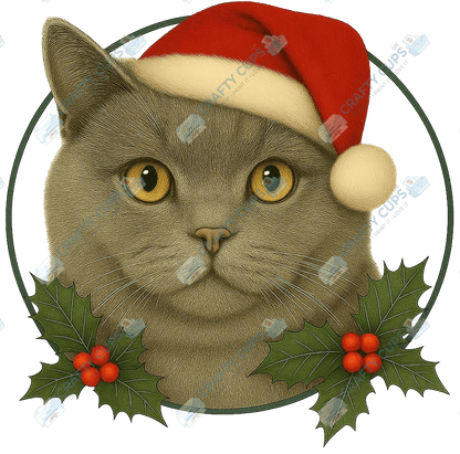 Christmas Cat DTF Transfer – Festive Holiday Design, Various Sizes