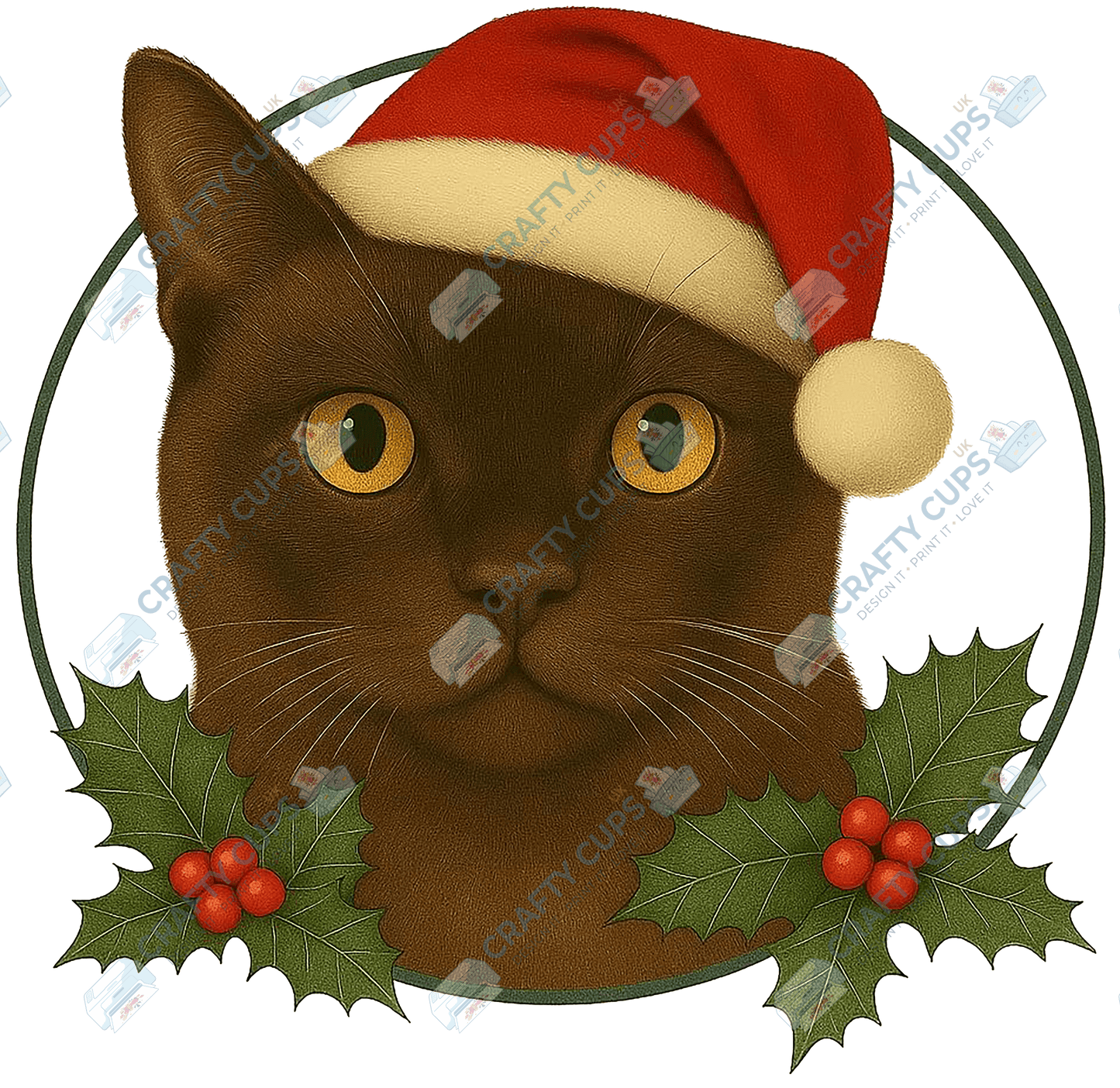 Christmas Cat DTF Transfer – Festive Holiday Design, Various Sizes