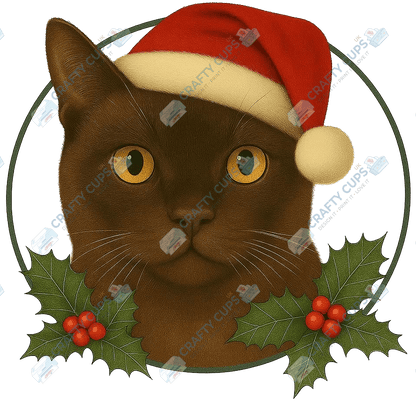 Christmas Cat DTF Transfer – Festive Holiday Design, Various Sizes