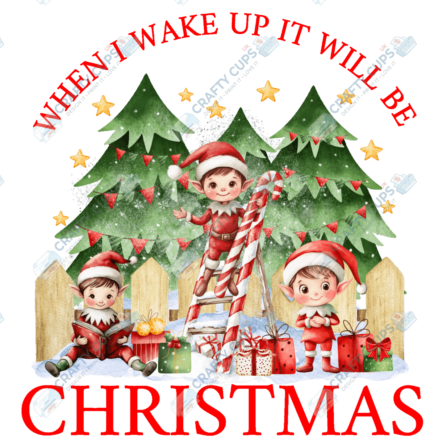 When I Wake Up It Will Be Christmas – Limited Edition DTF Transfer by The Silly Sloth | Various Sizes & Designs Available | Perfect for Christmas Pyjamas | Only 100 Prints