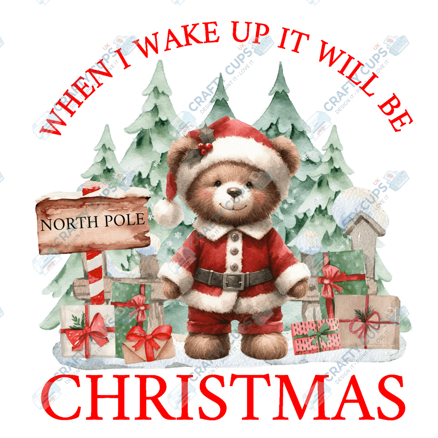 When I Wake Up It Will Be Christmas – Limited Edition DTF Transfer by The Silly Sloth | Various Sizes & Designs Available | Perfect for Christmas Pyjamas | Only 100 Prints