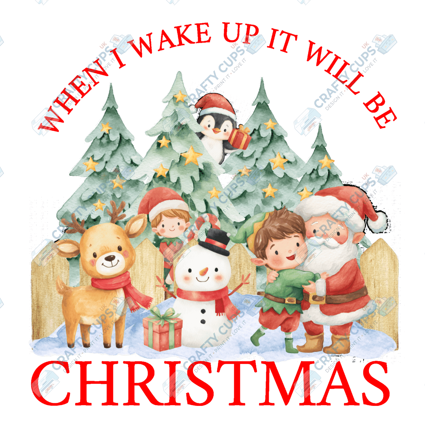 When I Wake Up It Will Be Christmas – Limited Edition DTF Transfer by The Silly Sloth | Various Sizes & Designs Available | Perfect for Christmas Pyjamas | Only 100 Prints