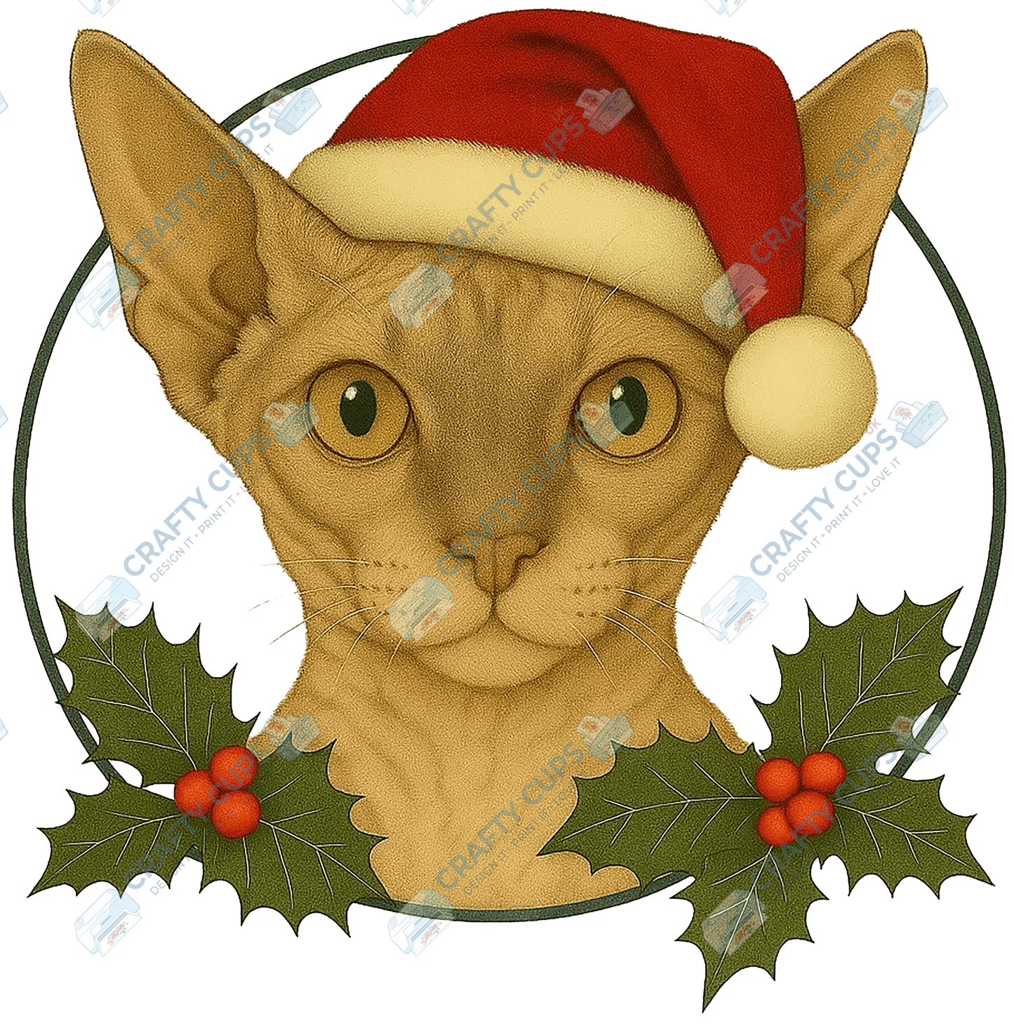Christmas Cat DTF Transfer – Festive Holiday Design, Various Sizes