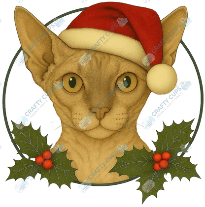 Christmas Cat DTF Transfer – Festive Holiday Design, Various Sizes