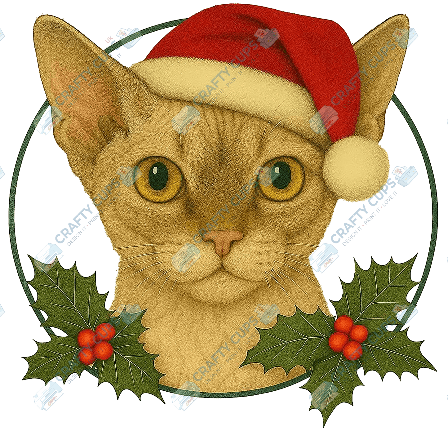 Christmas Cat DTF Transfer – Festive Holiday Design, Various Sizes