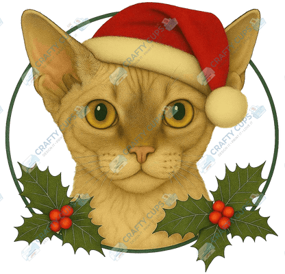 Christmas Cat DTF Transfer – Festive Holiday Design, Various Sizes
