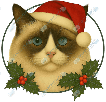 Christmas Cat DTF Transfer – Festive Holiday Design, Various Sizes