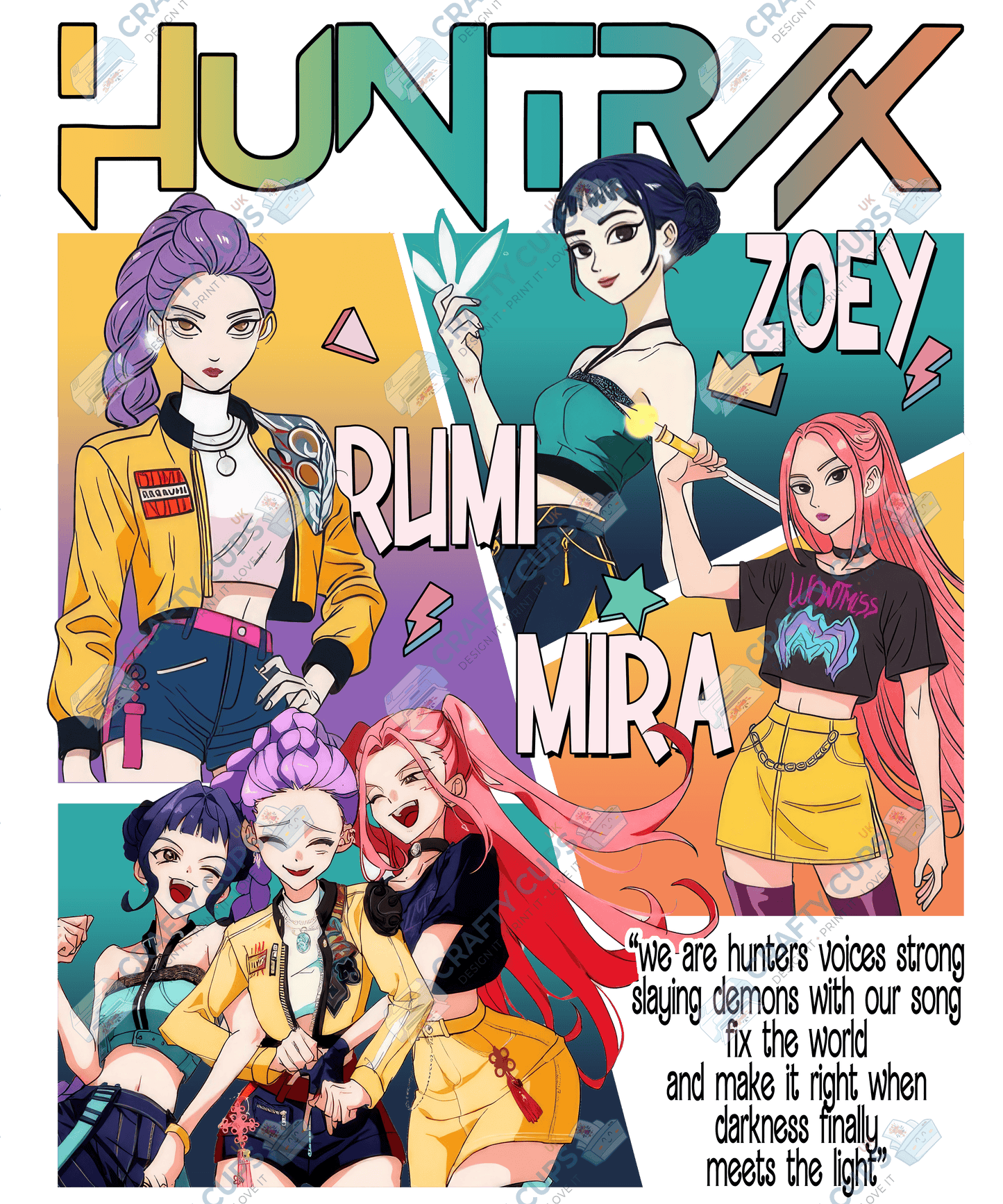 Demon Hunters DTF Transfer – Various Designs & Sizes, Heat Press Ready