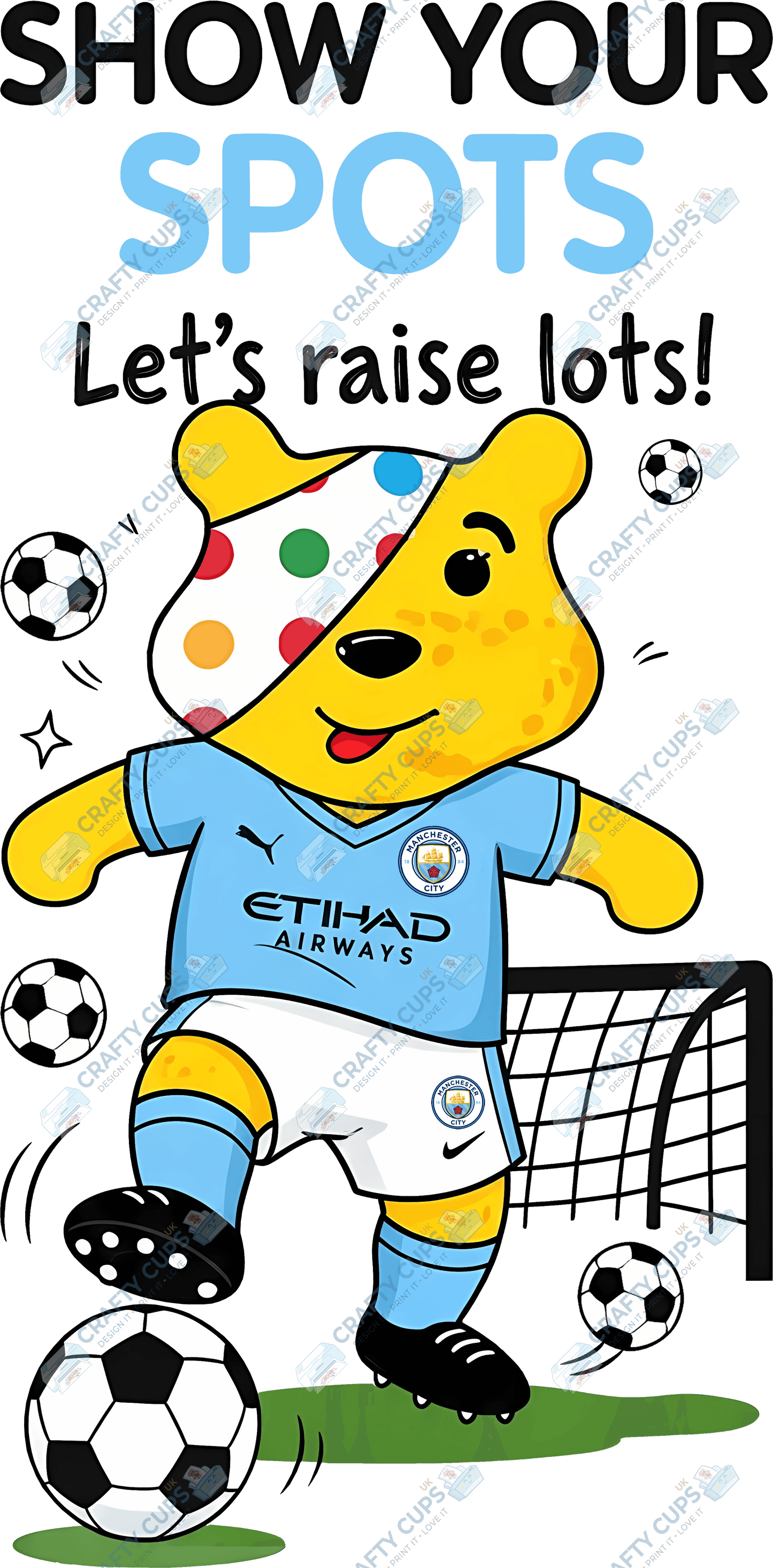 Children in Need Football DTF Transfers – Pudsey Bear Designs (4"–10")