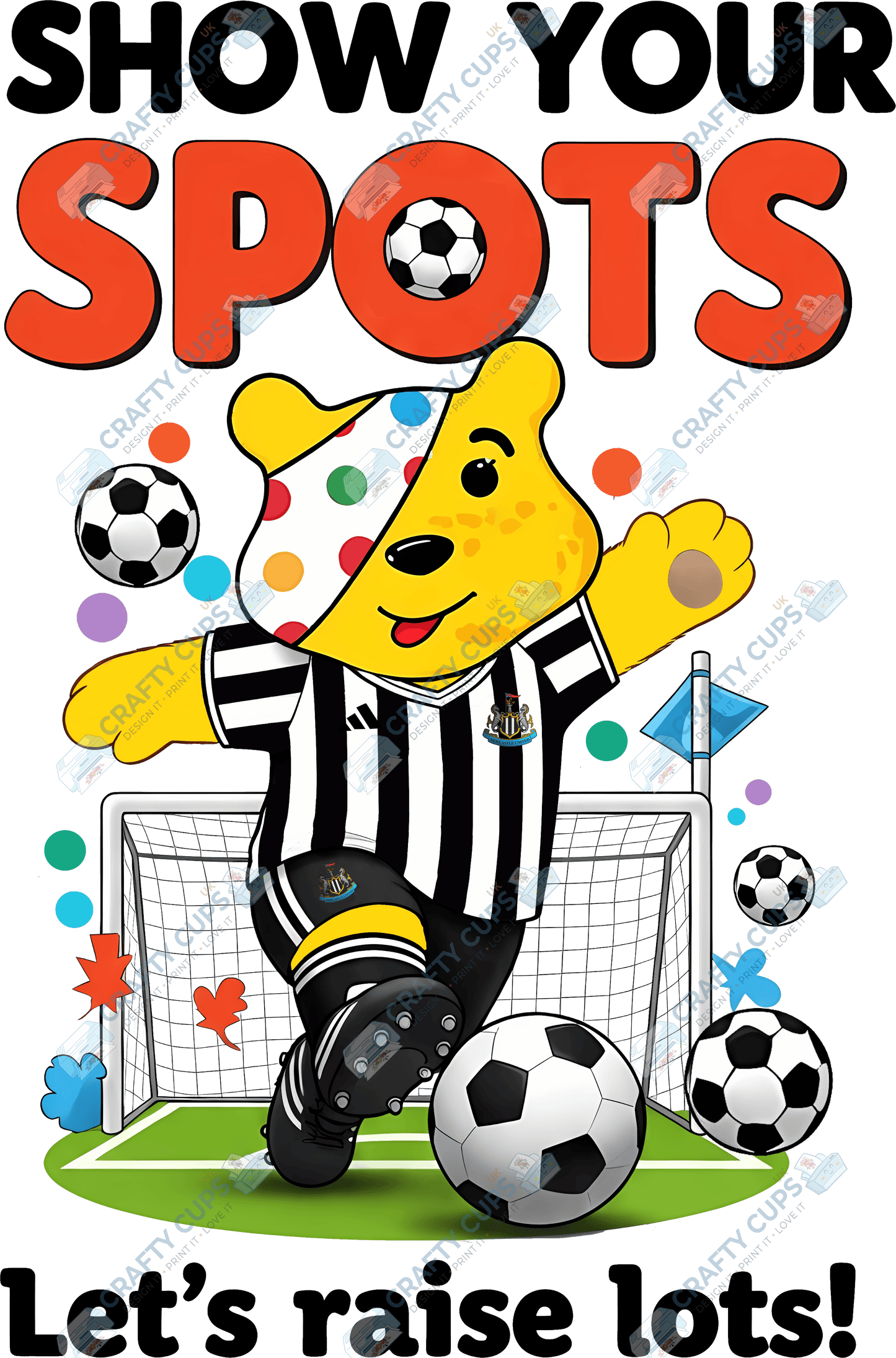Children in Need Football DTF Transfers – Pudsey Bear Designs (4"–10")