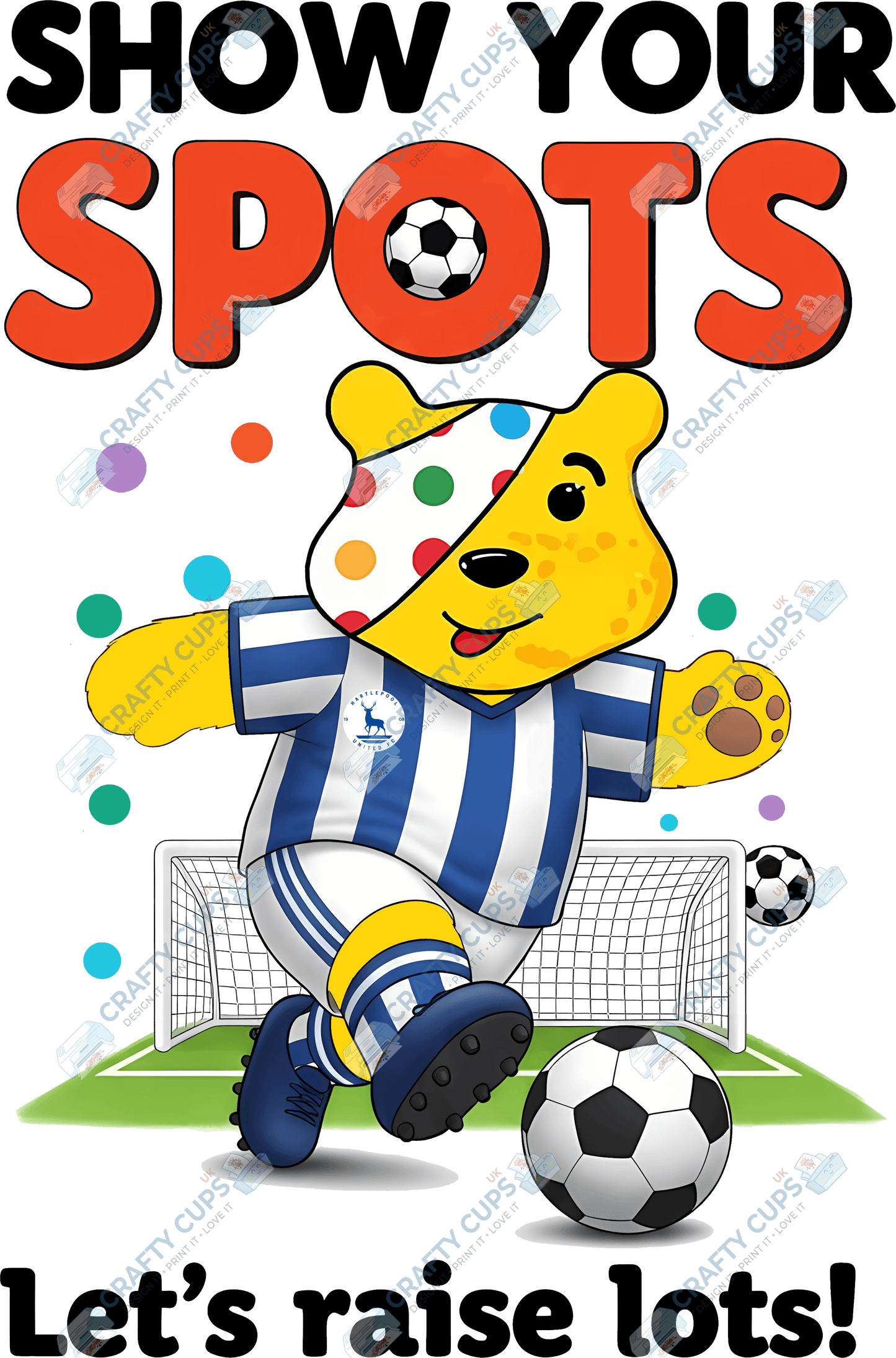 Children in Need Football DTF Transfers – Pudsey Bear Designs (4"–10")