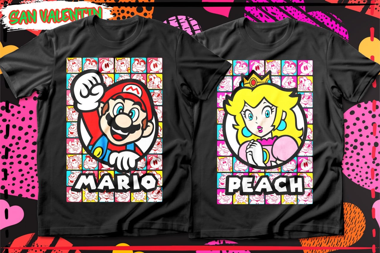 Couples Valentine Cartoon DTF Transfer (Set of 2) | Matching Ready-to-Press Prints