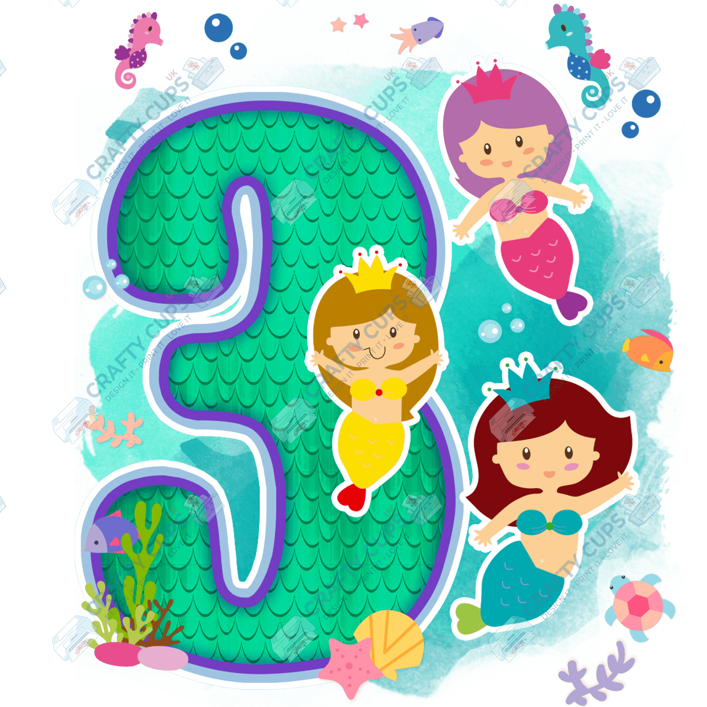 Mermaid DTF Transfer for Kids (Ages 1–5) – Magical Under the Sea Design for Shirts & Outfits