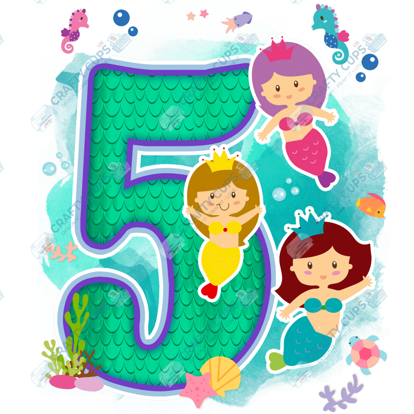 Mermaid DTF Transfer for Kids (Ages 1–5) – Magical Under the Sea Design for Shirts & Outfits