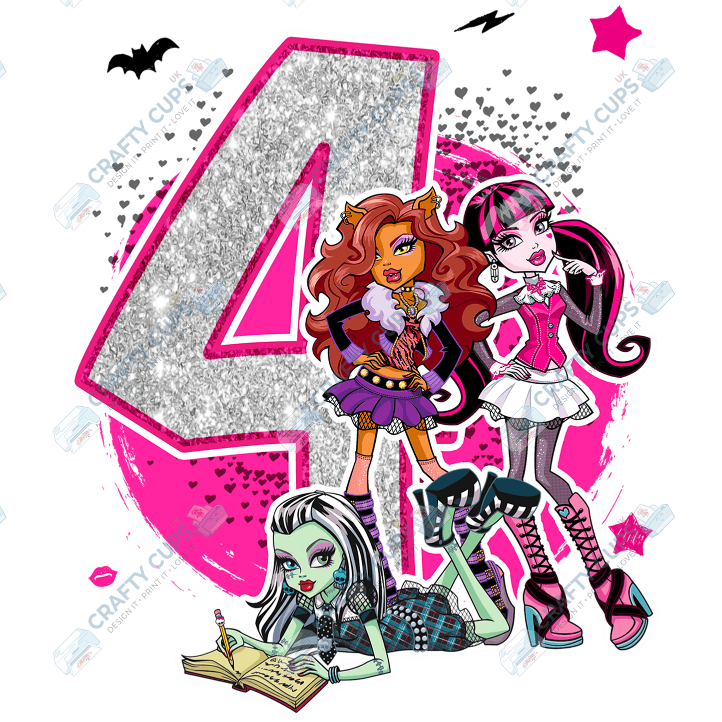 Spooky Glam Monster DTF Transfers – Cool Designs for Ages 4–8 (4"–10")