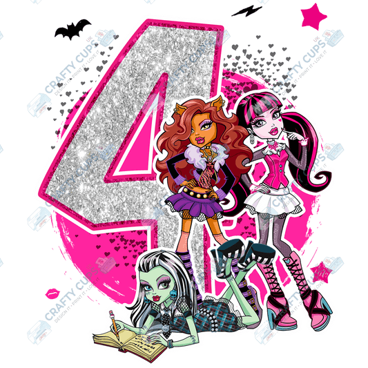 Spooky Glam Monster DTF Transfers – Cool Designs for Ages 4–8 (4"–10")