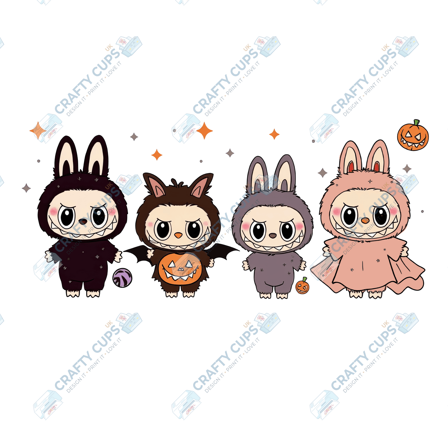 Chibi Monsters Halloween DTF Transfer – Cute Anime Style Various Sizes & Designs