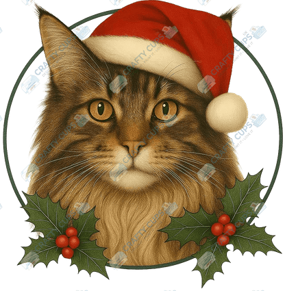 Christmas Cat DTF Transfer – Festive Holiday Design, Various Sizes