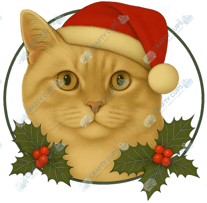 Christmas Cat DTF Transfer – Festive Holiday Design, Various Sizes