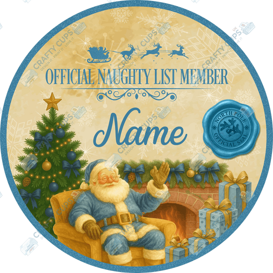 Custom Name Round Santa Naughty / Nice List DTF Print | Exclusive Secret Sub Design | Various Colours & Sizes – Crafty Cups UK