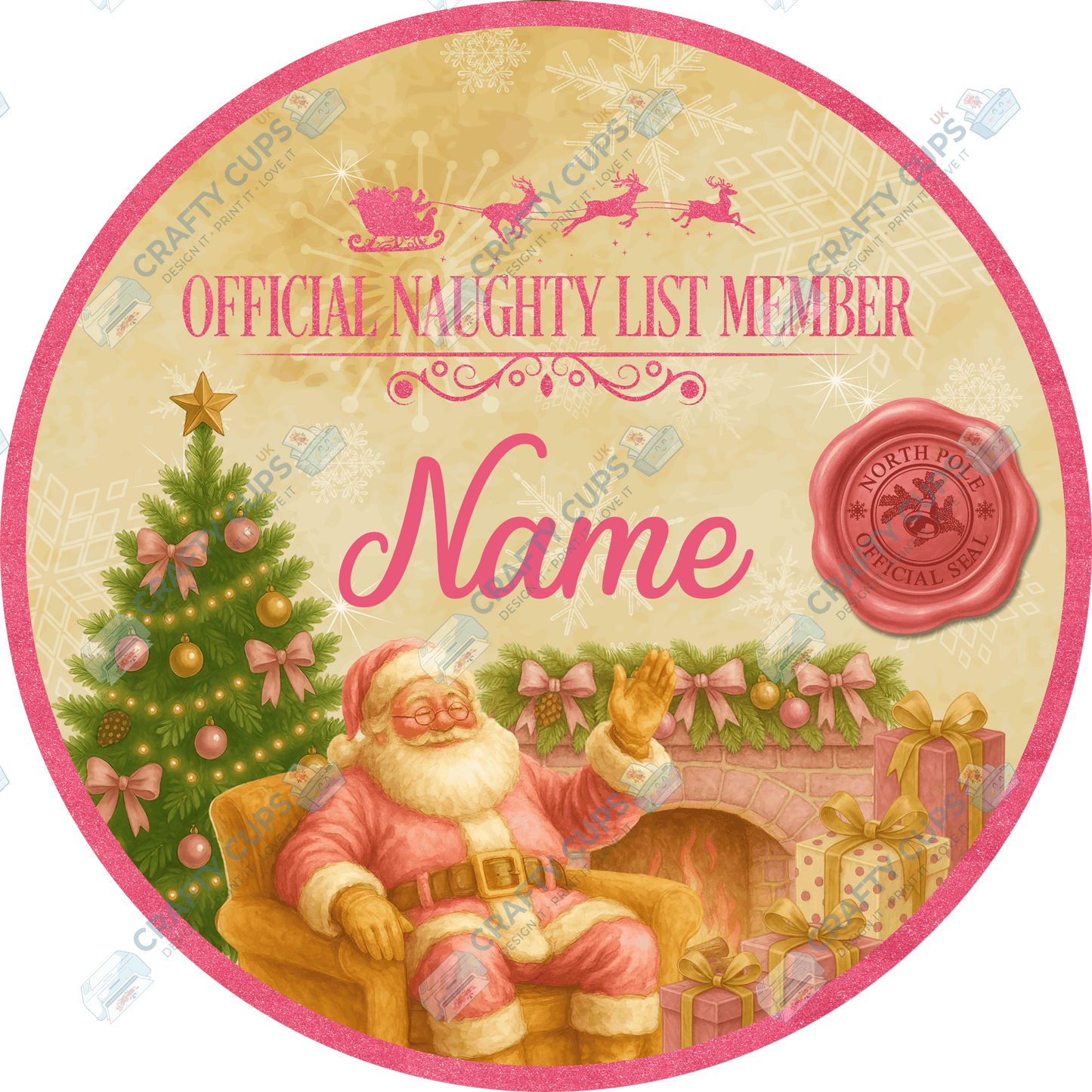 Custom Name Round Santa Naughty / Nice List DTF Print | Exclusive Secret Sub Design | Various Colours & Sizes – Crafty Cups UK