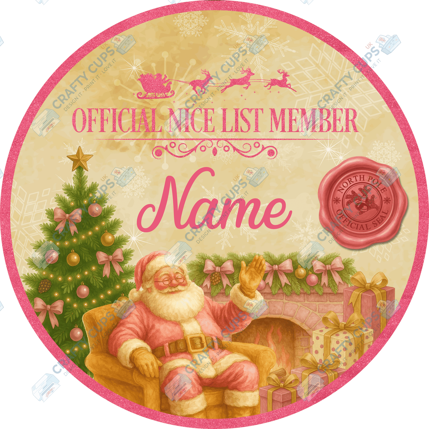 Custom Name Round Santa Naughty / Nice List DTF Print | Exclusive Secret Sub Design | Various Colours & Sizes – Crafty Cups UK