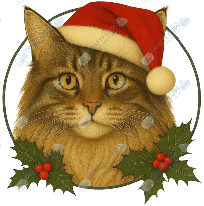 Christmas Cat DTF Transfer – Festive Holiday Design, Various Sizes