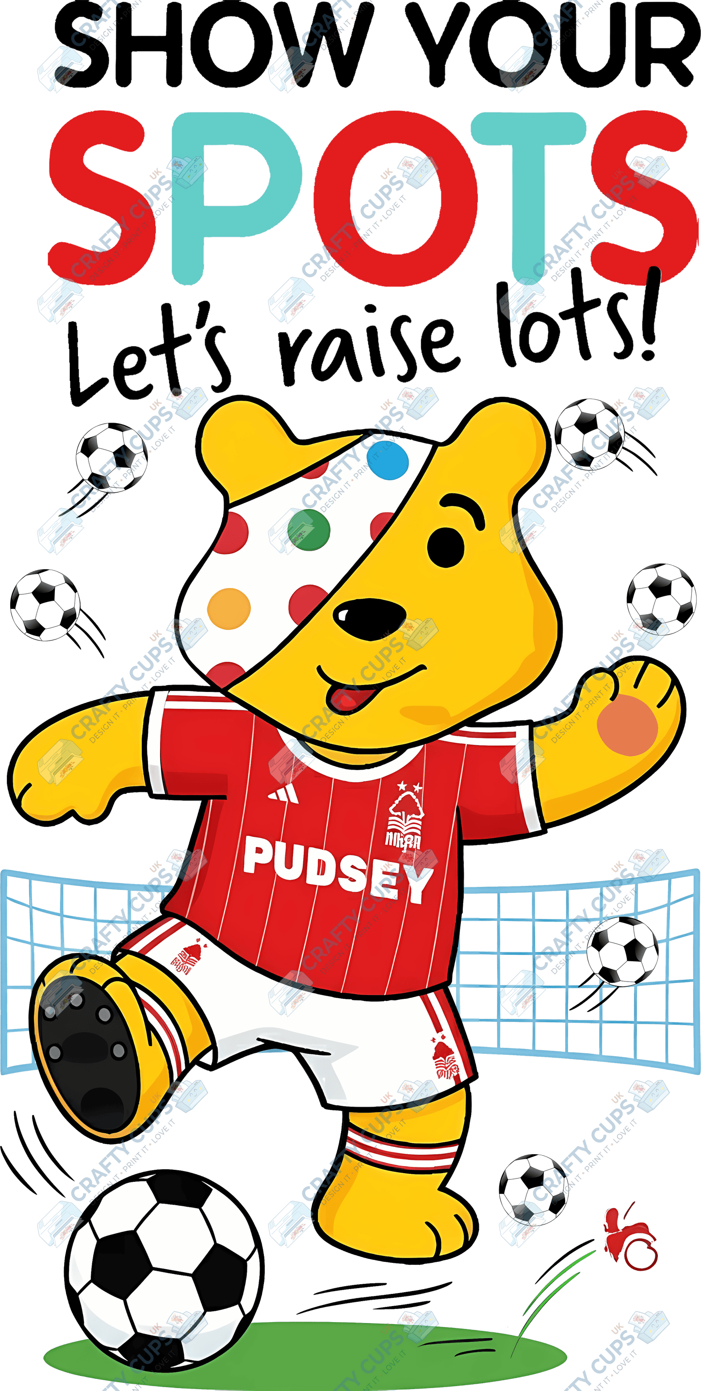 Children in Need Football DTF Transfers – Pudsey Bear Designs (4"–10")