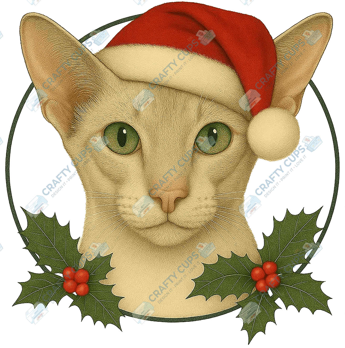 Christmas Cat DTF Transfer – Festive Holiday Design, Various Sizes