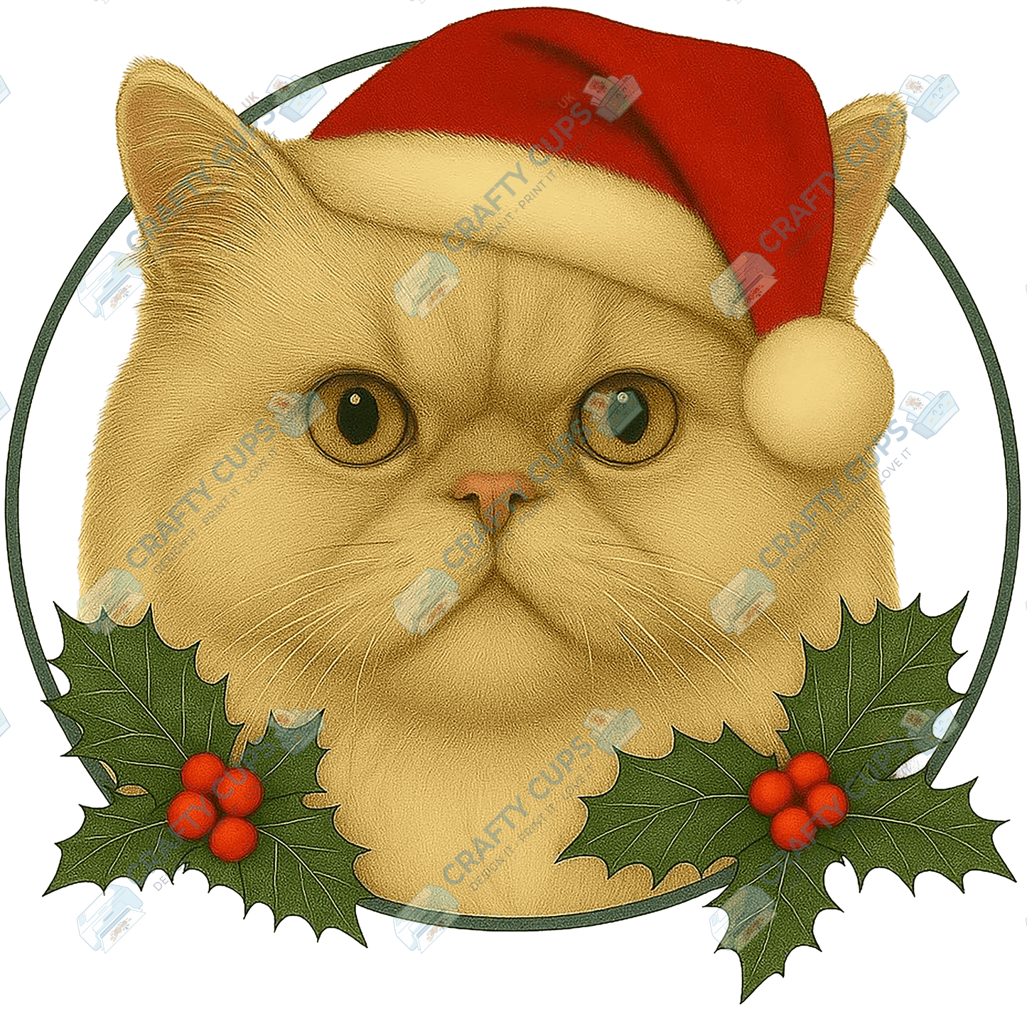 Christmas Cat DTF Transfer – Festive Holiday Design, Various Sizes