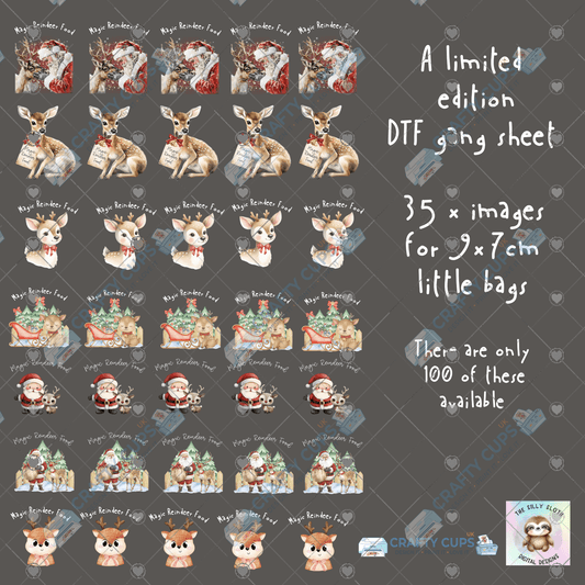 Reindeer Food Limited Edition 30x50cm DTF Gang Sheet – 35 Mini Designs for (9x7cm)  Little Bags – By The Silly Sloth Digital Designs