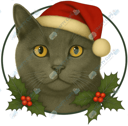 Christmas Cat DTF Transfer – Festive Holiday Design, Various Sizes