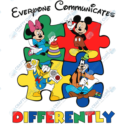 Cartoon Autism Awareness DTF Transfers – Colorful Puzzle Piece Prints for Shirts, Hoodies & Gifts