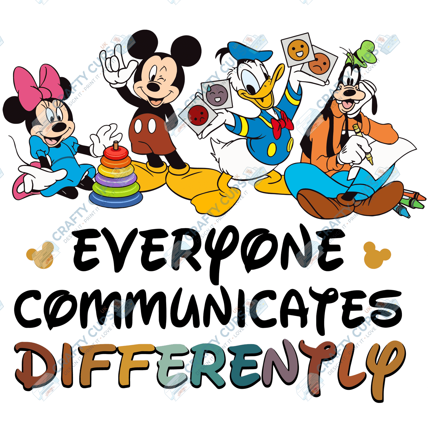 Cartoon Autism Awareness DTF Transfers – Colorful Puzzle Piece Prints for Shirts, Hoodies & Gifts