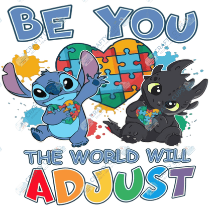 Cartoon Autism Awareness DTF Transfers – Colorful Puzzle Piece Prints for Shirts, Hoodies & Gifts