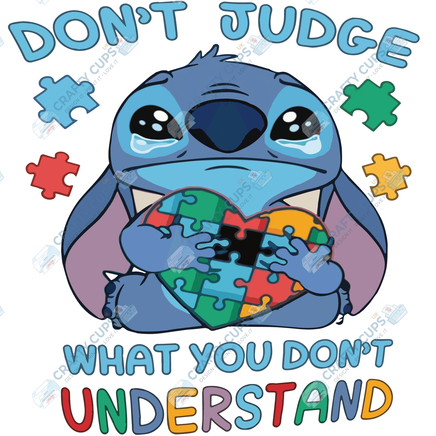 Cartoon Autism Awareness DTF Transfers – Colorful Puzzle Piece Prints for Shirts, Hoodies & Gifts