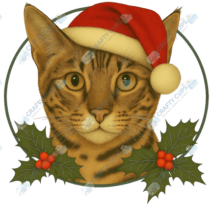Christmas Cat DTF Transfer – Festive Holiday Design, Various Sizes