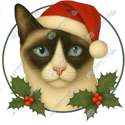Christmas Cat DTF Transfer – Festive Holiday Design, Various Sizes