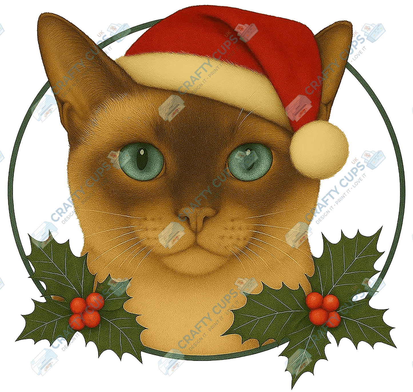 Christmas Cat DTF Transfer – Festive Holiday Design, Various Sizes